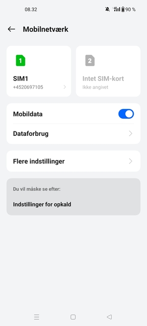 Vælg SIM1 eller SIM2