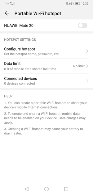 Select Configure hotspot