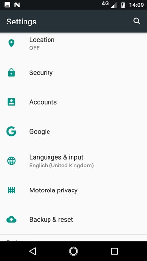 Scroll to and select Security
