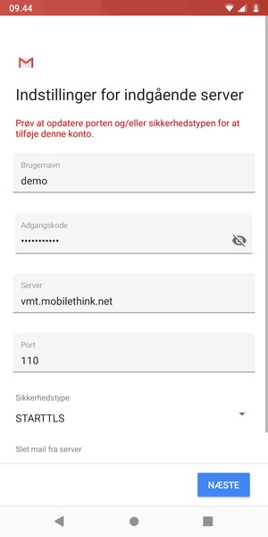 Vælg Sikkerhedstype