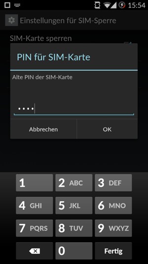 Geben Sie Ihre Alte PIN für SIM-Karte ein und wählen Sie OK