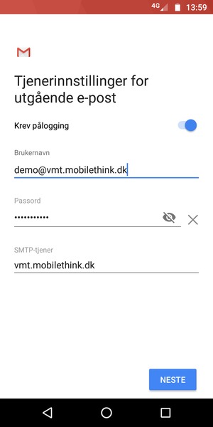 Skriv inn utgående serveradresse