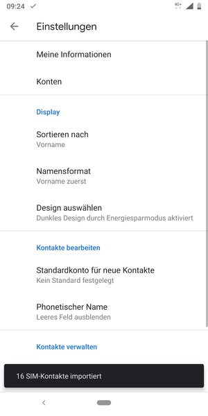 Ihre Kontakte werden in Ihrem Google Konto gespeichert und auf Ihrem Handy gespeichert, wenn Google das nächste Mal synchronisiert wird.