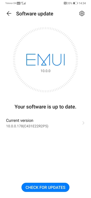 If your phone is up to date, you will see the following screen