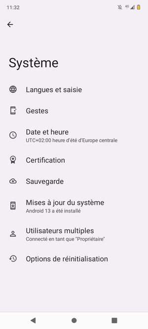 Sélectionnez Mise à jour du système