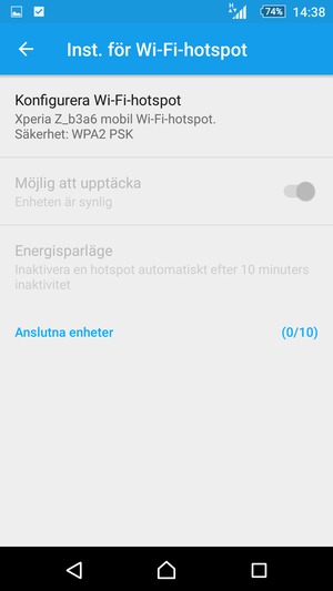 Välj Konfigurera Wi-Fi-hotspot