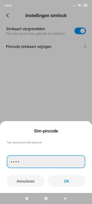 Bevestig uw nieuwe pincode en selecteer OK