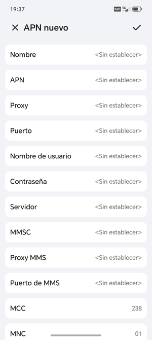 Introduzca la información de Internet