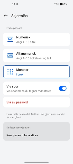 Telefonen din er nå sikret med en skjermlås