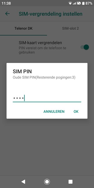 Voer uw Oude SIM PIN in en selecteer OK