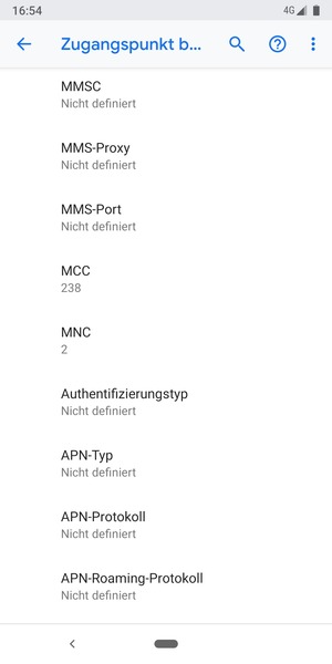 Scrollen Sie nach unten und geben Sie Internetinformationen ein