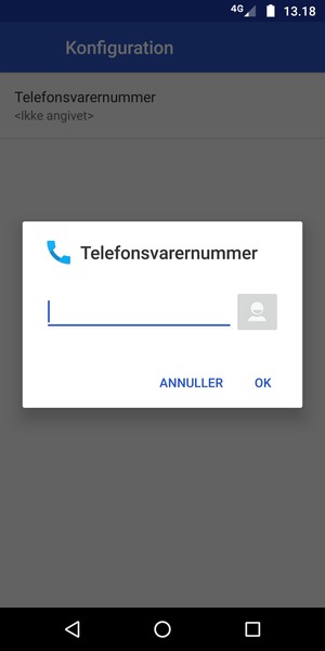 Indtast Telefonsvarernummer og vælg OK
