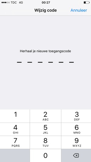 Voer uw wachtwoordcode opnieuw in