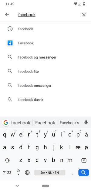 Indtast navnet på appen og vælg Søg
