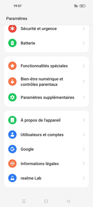 Faites défiler et sélectionnez Paramètres supplémentaires
