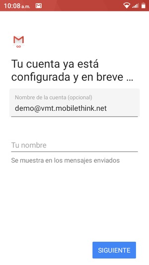 Déle a su cuenta un nombre y escriba su nombre. Seleccione SIGUIENTE