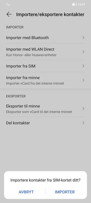 Velg IMPORTER