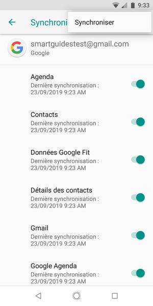 Sélectionnez Synchroniser