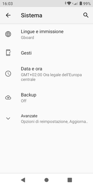 Seleziona Backup