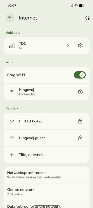 Du er nu tilsluttet Wi-Fi netværket