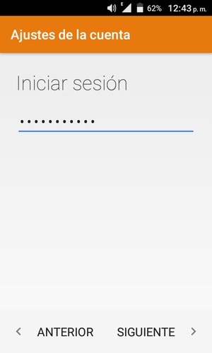 Introduzca su contraseña y seleccione SIGUIENTE