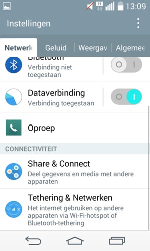 Selecteer Netwerken en Tethering & Netwerken