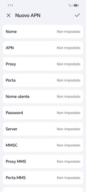 Inserisci le informazioni degli MMS