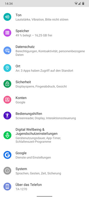 Scrollen Sie und wählen Sie System