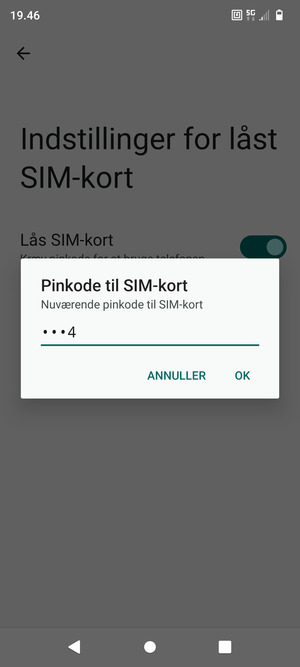 Indtast din Nuværende pinkode til SIM-kort og vælg OK