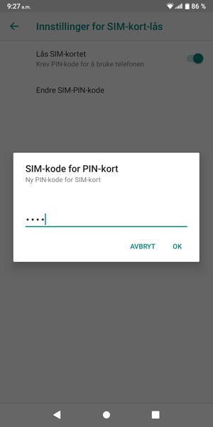 Skriv inn Ny PIN-kode for SIM-kort og velg OK