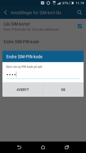 Bekreft din nye SIM-PIN-kode og velg OK