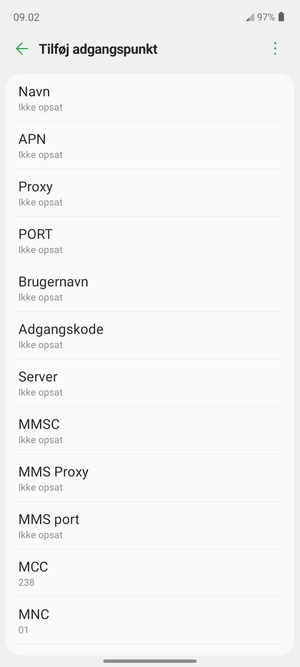 Indtast internet-oplysninger