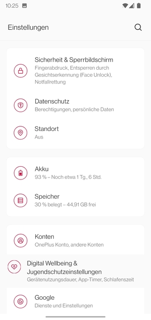Scrollen Sie und wählen Sie Sicherheit & Sperrbildschirm
