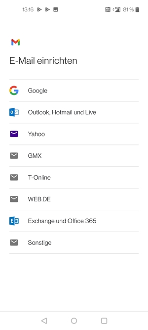 Wählen Sie Outlook, Hotmail und Live
