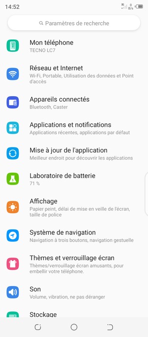 Sélectionnez Réseau et Internet