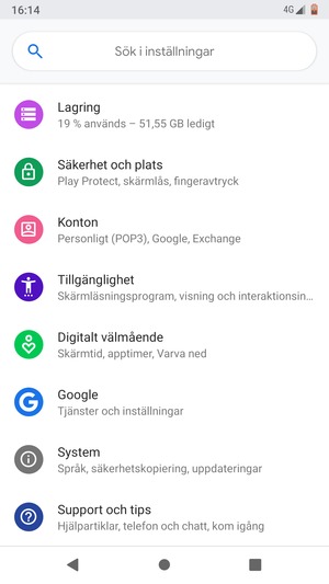 Scrolla till och välj Säkerhet och plats