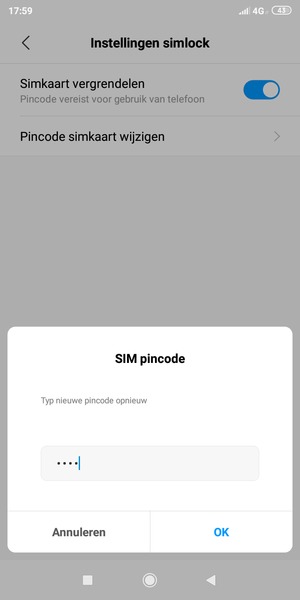 Bevestig uw nieuwe SIM pincode en selecteer OK