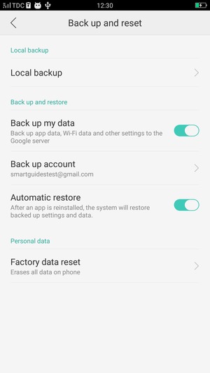 Select Back up account