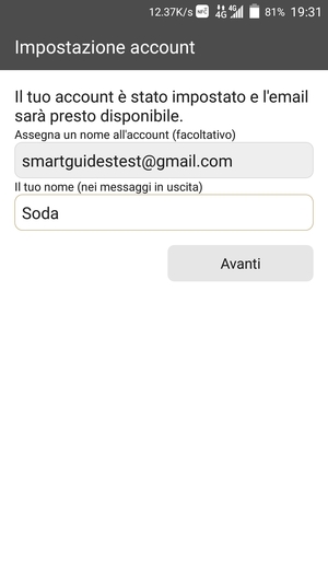 Scegli un nome per il tuo account e inserisci il tuo nome. Seleziona Avanti