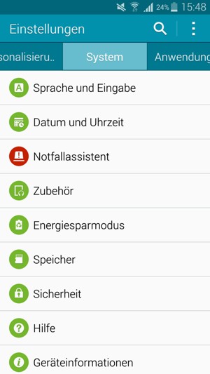 Wenn Sie diesen Bildschirm sehen, wählen Sie System