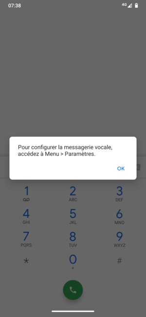 Si votre messagerie vocale n'est pas configurée, sélectionnez OK