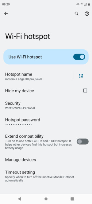 Your phone is now set up for use as a modem