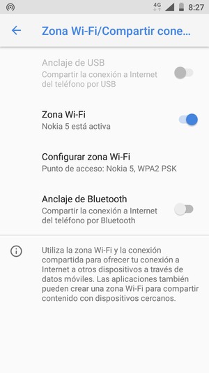El teléfono ha sido configurado para su uso como módem
