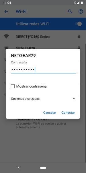 Introduzca la contraseña de Wi-Fi y seleccione Conectar