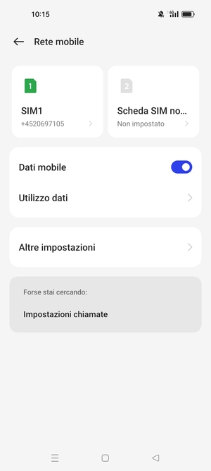 Seleziona SIM1 o SIM2