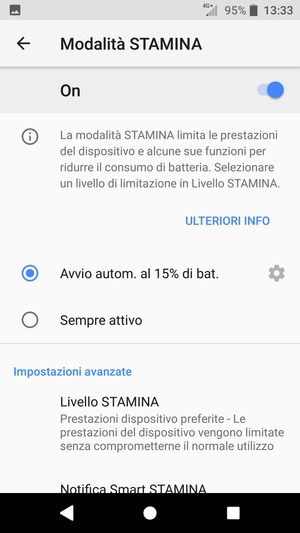 Attiva Modalità STAMINA