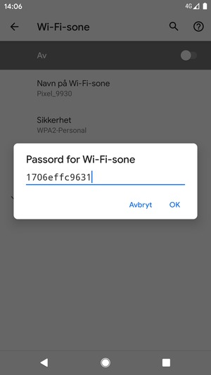 Skriv inn et Wi-Fi hotspot-passord på minst 8 tegn og velg OK
