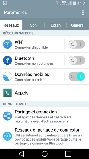 Sélectionnez Général