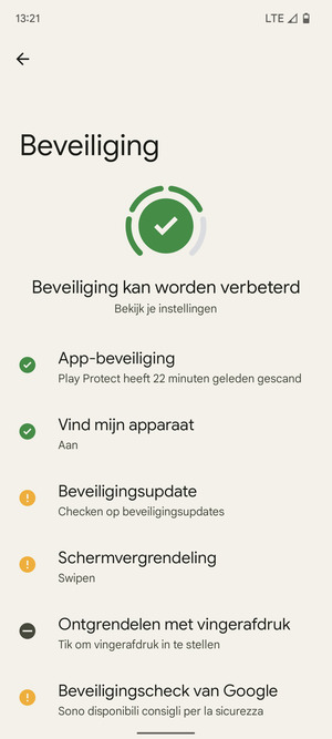 Om uw schermvergrendeling te activeren, ga naar het Beveiliging-menu en selecteer Schermvergrendeling