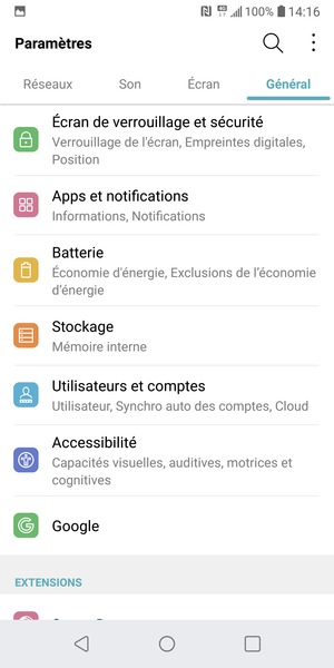 Sélectionnez Utilisateurs et comptes